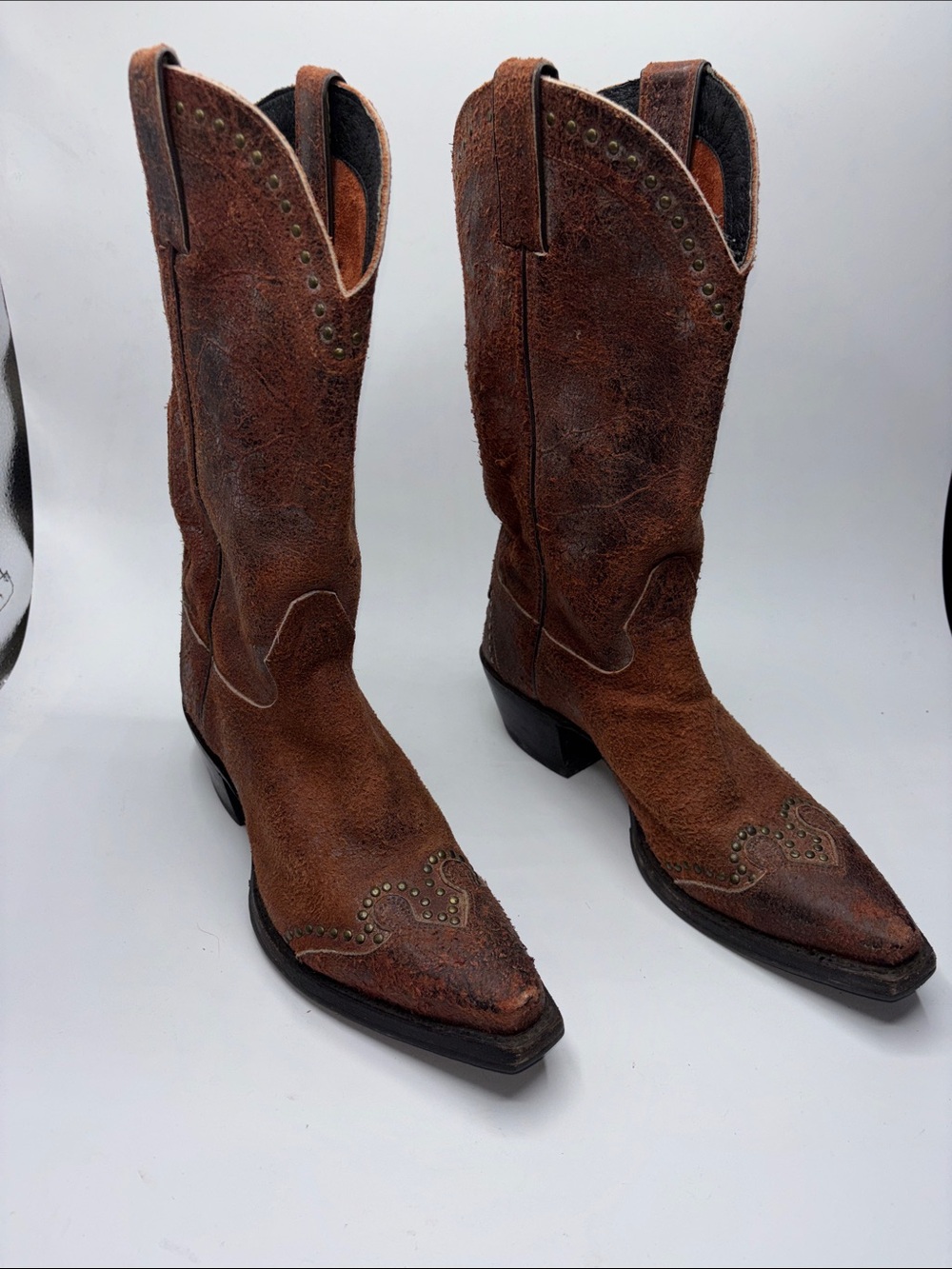 Sonora Women's Brown/ Rust Suede Studded Western Cowboy Boots US Size 7.5